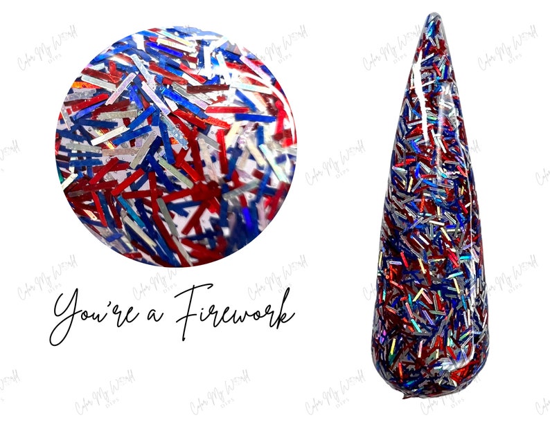 YOURE A FIREWORK- patriotic nail dip powder, patriotic glitter dip powder, dip powder, nail dip powder, nail dip, dip powder nails image 2