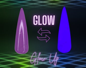GLOW UP-glow dip powder, purple glow dip powder, glow nail dip, dip powder, nail dip powder, Halloween nail dip