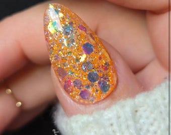 PORTOFINO- Spring, nail dip, Orange, glitter, dip powder, diy nails
