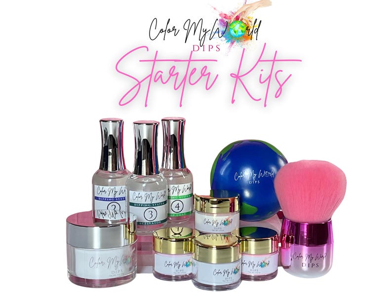 Dip Powder Starter Kit- dip powder liquids, dip powder kit, nail dip powder starter kit, nail dip starter kit, nail dip liquids image 1