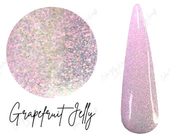 GRAPEFRUIT JELLY-Spring nail dip, glitter dip powder,  glitter nail dip, dip powder, nail dip powder, dip powder nails, nail dips,