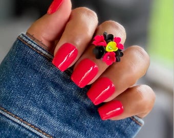 SANDIA EN FUEGO- neon dip powder, red, orange, nail dip, diy nails, nails at home