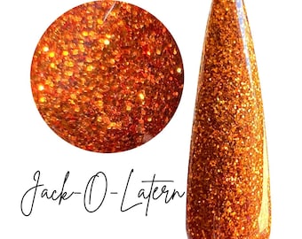 JACK-O-LANTERN- orange glitter, dip powder, dip powder, diy nails, Halloween, Fall, Autumn