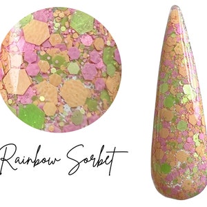RAINBOW SORBET-Spring nail dip, glitter dip powder,  glitter nail dip, dip powder, nail dip powder, dip powder nails, nail dips,
