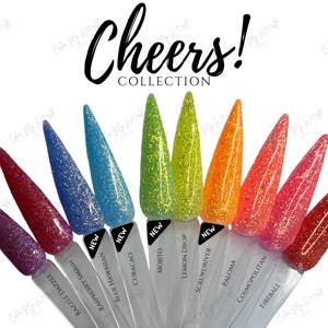 CHEERS! COLLECTION-neon glitter collection, dip powder, neon nail dip, nail dip powder, dip powder nails, nail dip, dip powder