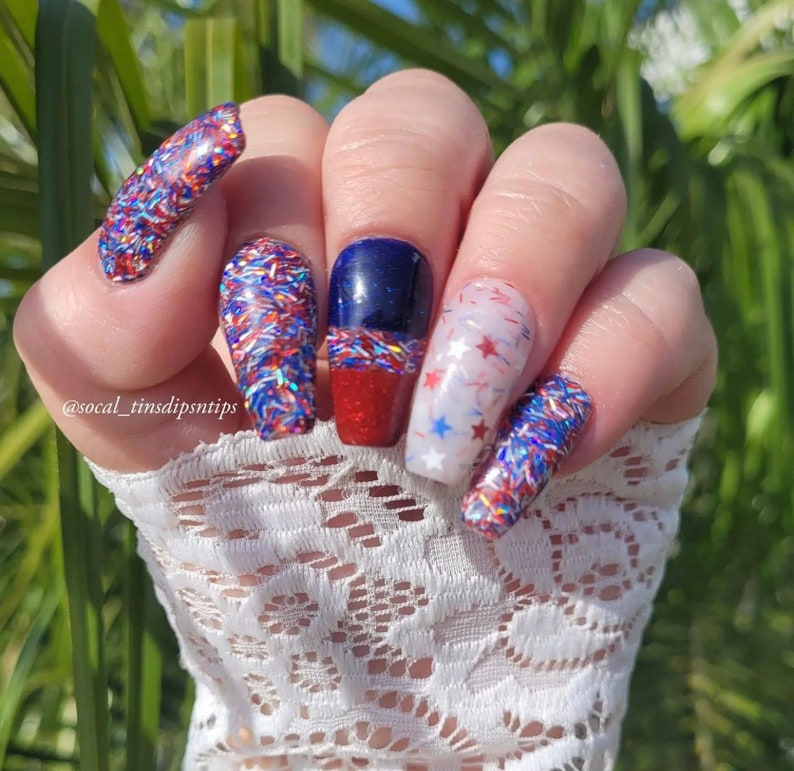 YOURE A FIREWORK- patriotic nail dip powder, patriotic glitter dip powder, dip powder, nail dip powder, nail dip, dip powder nails image 4