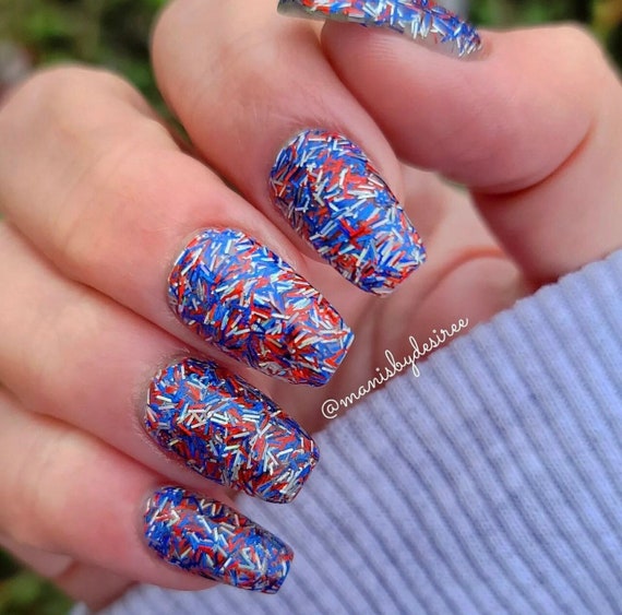 YOURE A FIREWORK- patriotic nail dip powder, patriotic glitter dip powder, dip powder, nail dip powder, nail dip, dip powder nails
