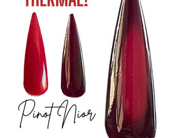 PINOT NOIR- thermal dip powder, dip powder, wine nails, red, diy nails, mood changing nails, fall nails