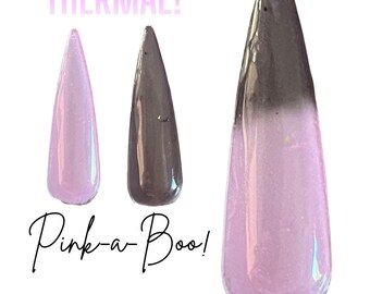 PINK-A-BOO - seasonal, halloween, pink to black, thermal dip powder, dip powder, nail dips, thermal nail dip,