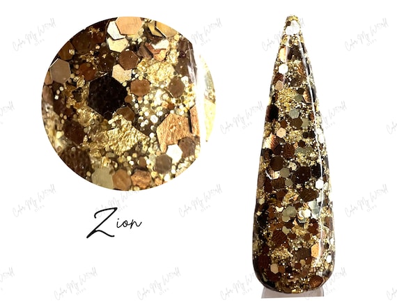ZION- foil glitter dip powder, fall nail dip, dip powder, dip powder nails, nail dip, dip nails, dip powders, dip powder for nails