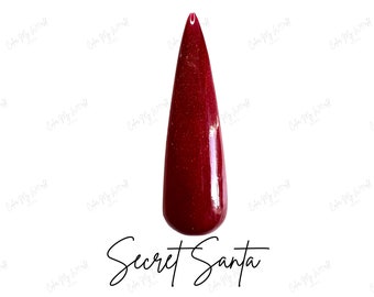 SECRET SANTA - poudre de trempette rouge irisée, trempette pour les ongles rouge irisée, poudre de trempette, poudre de trempette pour les ongles, poudre de trempette pour les ongles, trempettes pour les ongles, trempette pour les ongles de la Saint-Valentin
