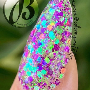 GAMORA- green and purple glitter dip powder, purple glitter nail dip, dip powder, nail dip powder, dip powder nails, nail dips