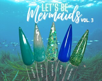 Soyons des sirènes Vol. Collection 3 paillettes, trempette en poudre, trempe pour les ongles, trempe pour les ongles en poudre, trempette en poudre pour ongles, trempe pour les ongles, trempette en poudre, Mermaid mani