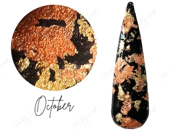 OCTOBER- foil dip powder, foil nail dip, dip powder, nail dip powder, dip powder nails, nail dips, dip powder