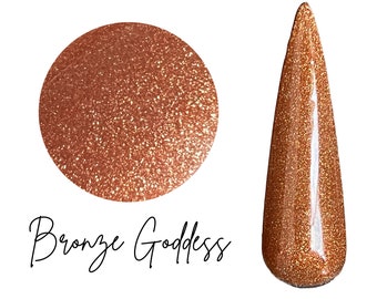 BRONZE GODDESS-gold shimmer dip powder, copper shimmer nail dip, copper dip powder, gold nail dip powder, dip powder nails