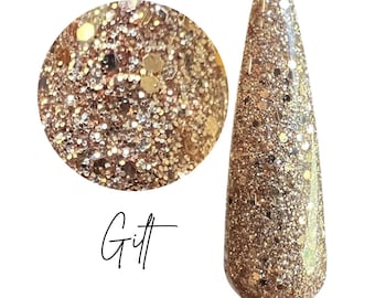 GILT- gold glitter, dip powder, nail dip,  gold nails, diy nails, fall nails, NYE, summer