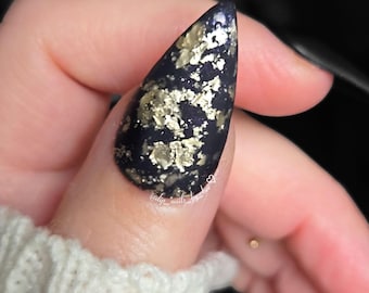 GATSBY- black and gold foil, foil dip powder, foil nail dip, dip powder, dip powder nails, nail dips,