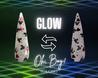 OH, BOY!- glow dip powder, white glow dip powder, glow nail dip, dip powder, nail dip powder, Halloween nail dip