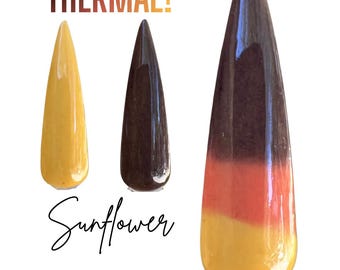 SUNFLOWER- seasonal, fall, brown, orange yellow thermal dip powder, dip powder, nail dip, fall dip powder, diy nails