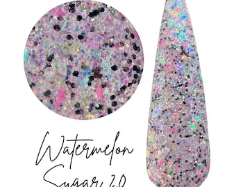 WATERMELON SUGAR 2.0-glitter, dip powder, diy nails, spring, summer