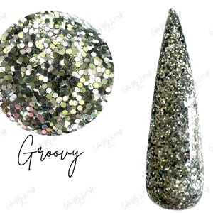 GROOVY- glitter dip powder, glitter nail dip, dip powder, nail dip powder, dip powder nails, nail dips