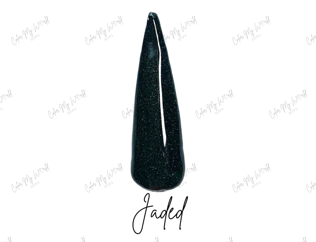 JADED Dark Green Dip Powder, Emerald Nail Dip, Emerald Dip Powder, Dark Green Nail Dip Powder