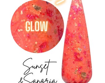 SUNSET & SANGRIA- Orange, glow, foils, nail dip, dip powder, glow nails, diy nails