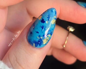 LAND SEA & SKY- blue foil dip powder, nail dip, dip powder, summer nails, diy nails, blue nails