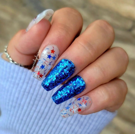 Too Cool For School-blue glitter dip powder, blue glitter nail dip, glitter dip powder, glitter nail dip powder, dip powder nails, nail dips