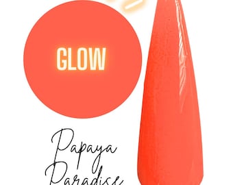 PAPAYA PARADISE - Orange, glow, nail dip, dip powder, glow nails, diy nails