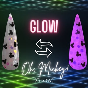 OH, MICKY!- glow dip powder, white glow dip powder, glow nail dip, dip powder, nail dip powder, Halloween nail dip,