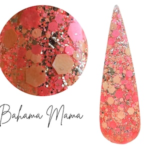 BAHAMA MAMA- glitter dip powder,  nail dip, dip powder, nail dip powder, dip powder nails, nail dips, diy nails