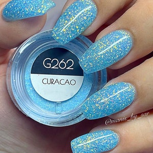 CURAÇAO- glitter dip powder, dip powder, dip powder, dip powders, nail dips, dip nails, dip powder nails