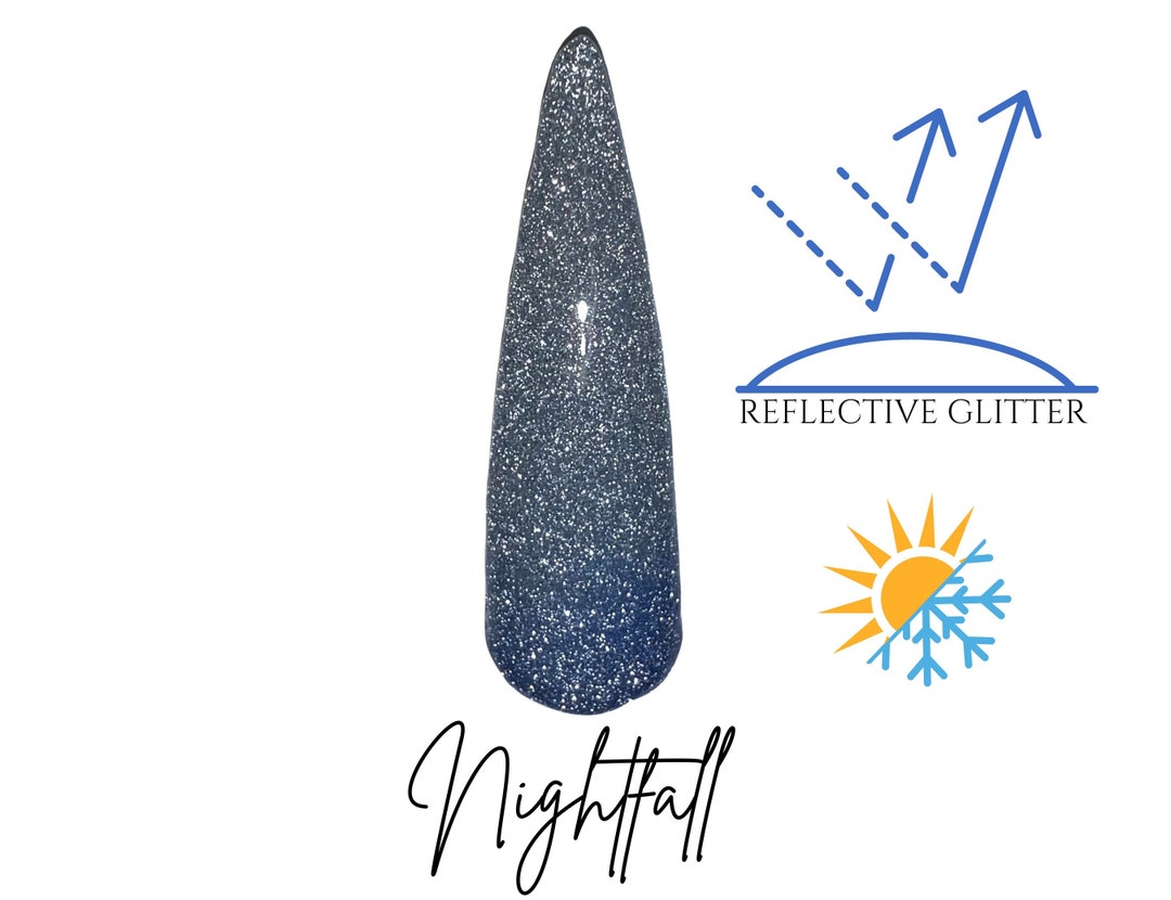 NIGHTFALL Reflective Glitter Dip Powder, Reflective Glitter Nail Dip
