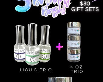 SPECIAL BIRTHDAY SET- liquid trio, clear powder, 3 dip colors, nail gift, dip powder, nail dip
