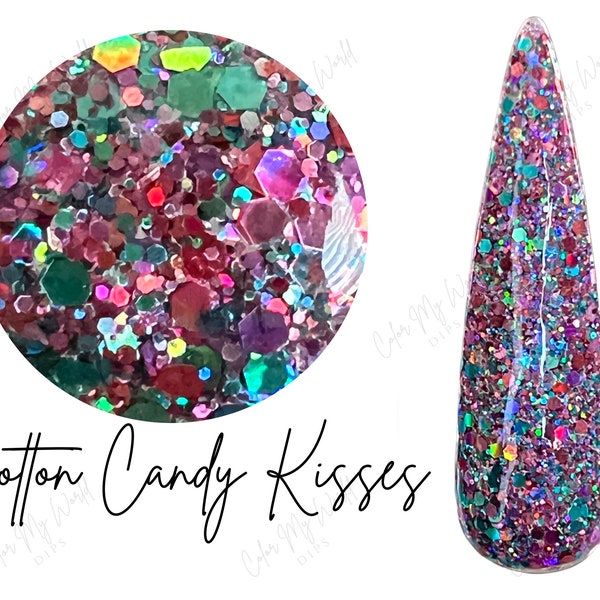 COTTON CANDY KISSES-  glitter dip powder, glitter nail dip, dip powder, nail dip powder, dip powder nails, nail dips