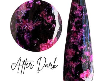 AFTER DARK- pink and black foil, foil dip powder, DIY nails, dip powder, Pink nails, dip powder