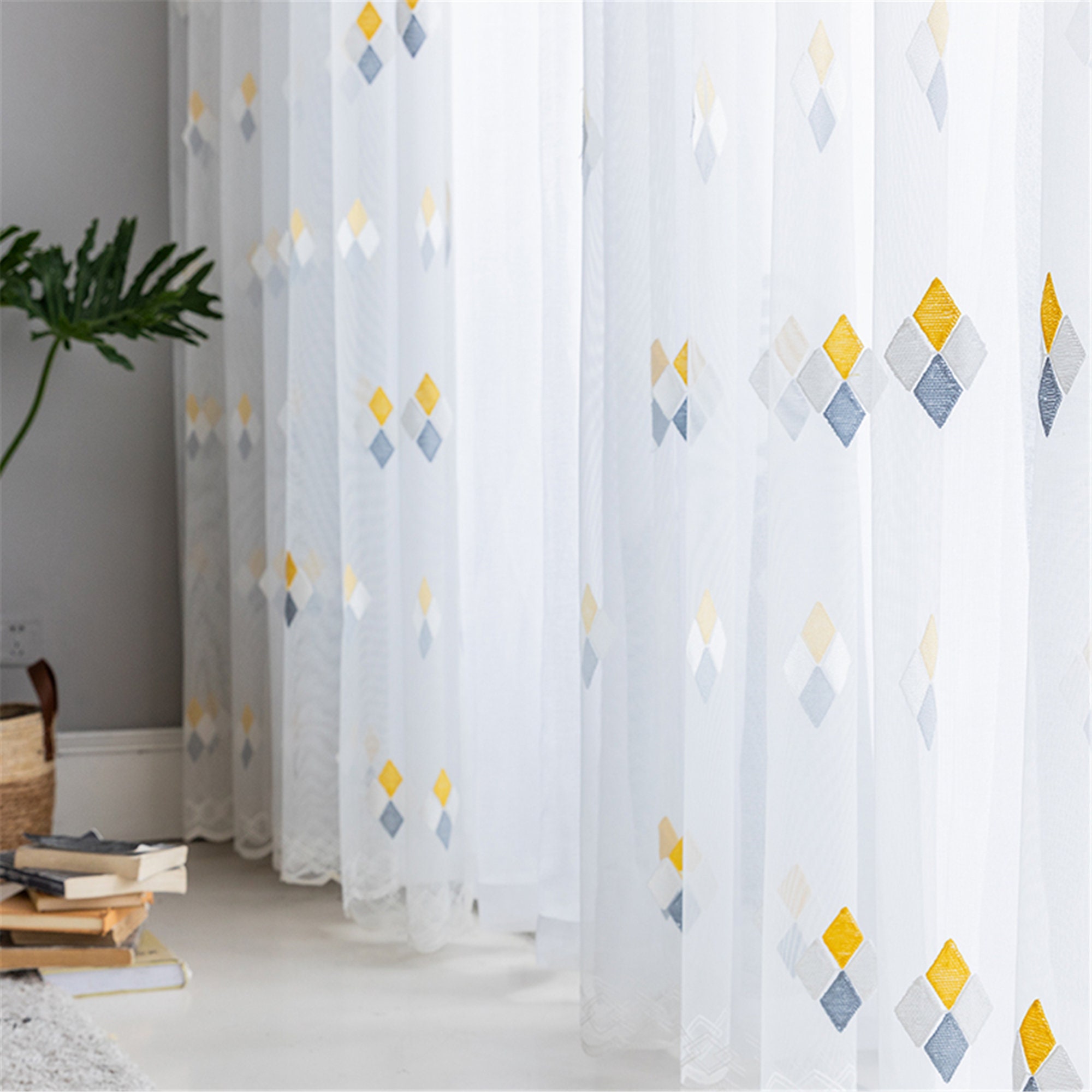 2 pieces of curtain gauze translucent white gauze bay window Etsy