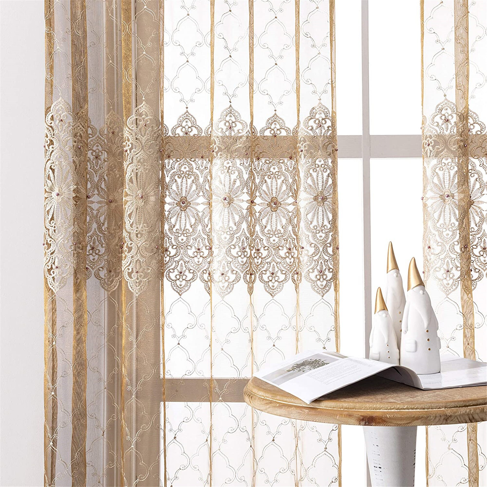 Sheer Curtains for Bedroom Rod Pocket Embroidered Floral Etsy