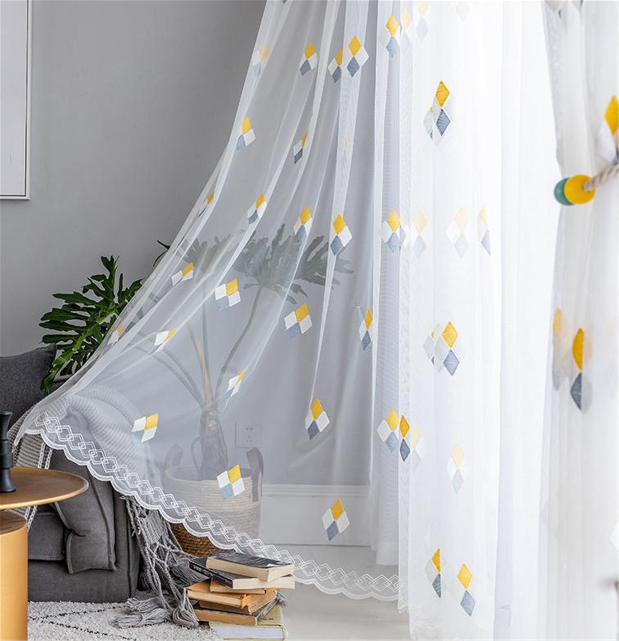 2 pieces of curtain gauze translucent white gauze bay window Etsy