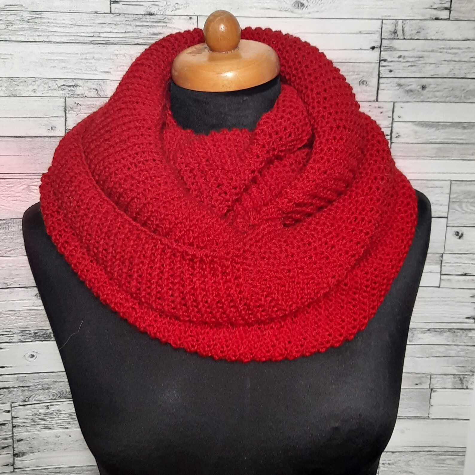 Warm knitted snood Red snood scarf Women's hood Winter Etsy
