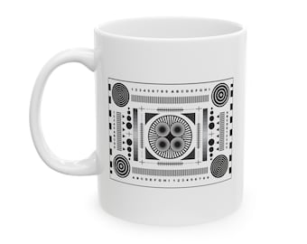 Focus Chart Ceramic Mug, camera,  lens, nikon, sony, canon, gift for him, her, photographer, videographer, video editor film maker director