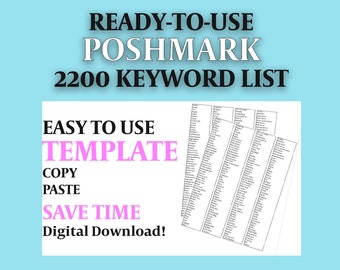 2200 Poshmark Keywords for Women's Clothes, Jewelry, Shoes, Boots, Hats, and handbags, Posh Mark, Sales, Sales tools keyword list Ambassador
