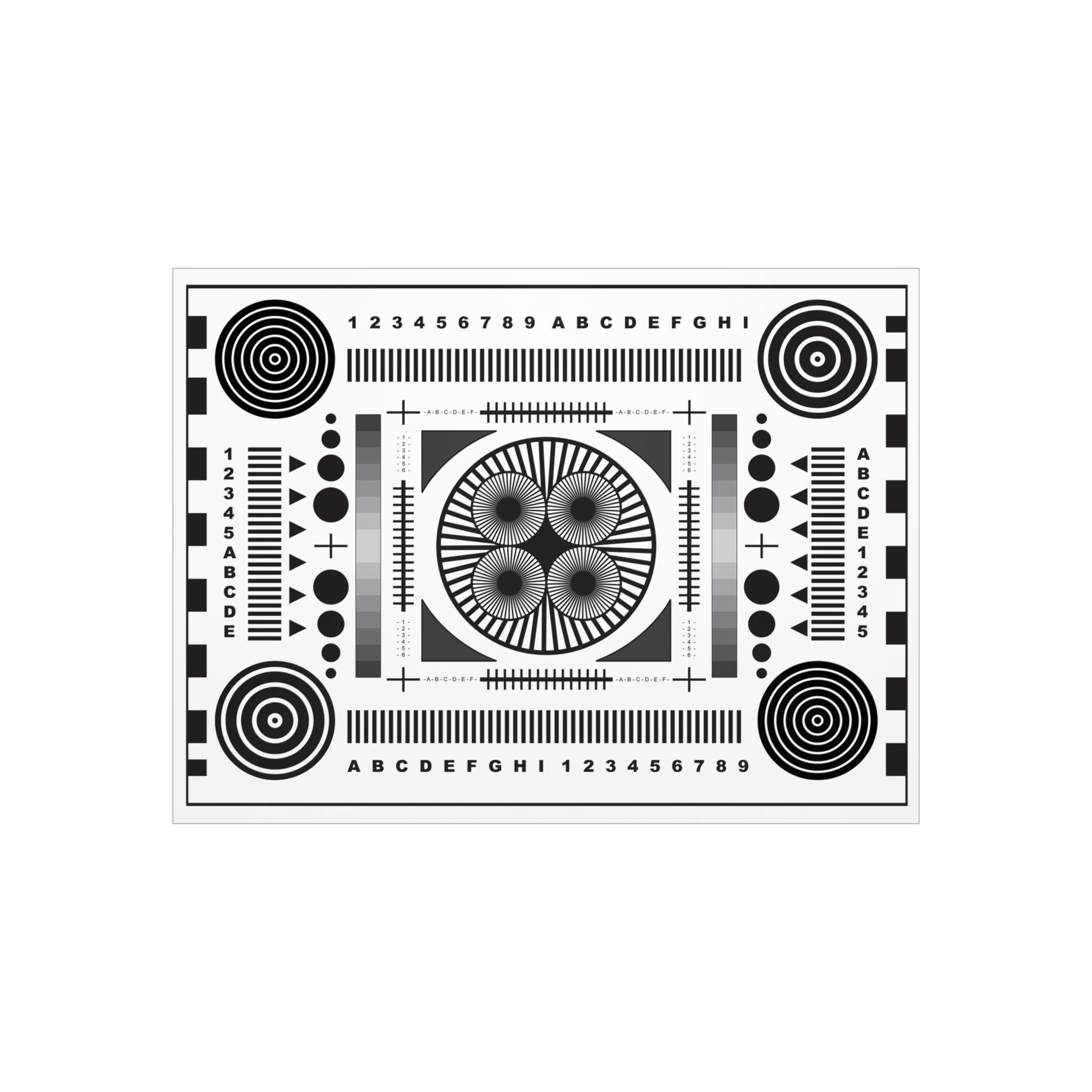 Camera Focus Chart, Camera Lens Testing, 24 X 18 Inches, Printed