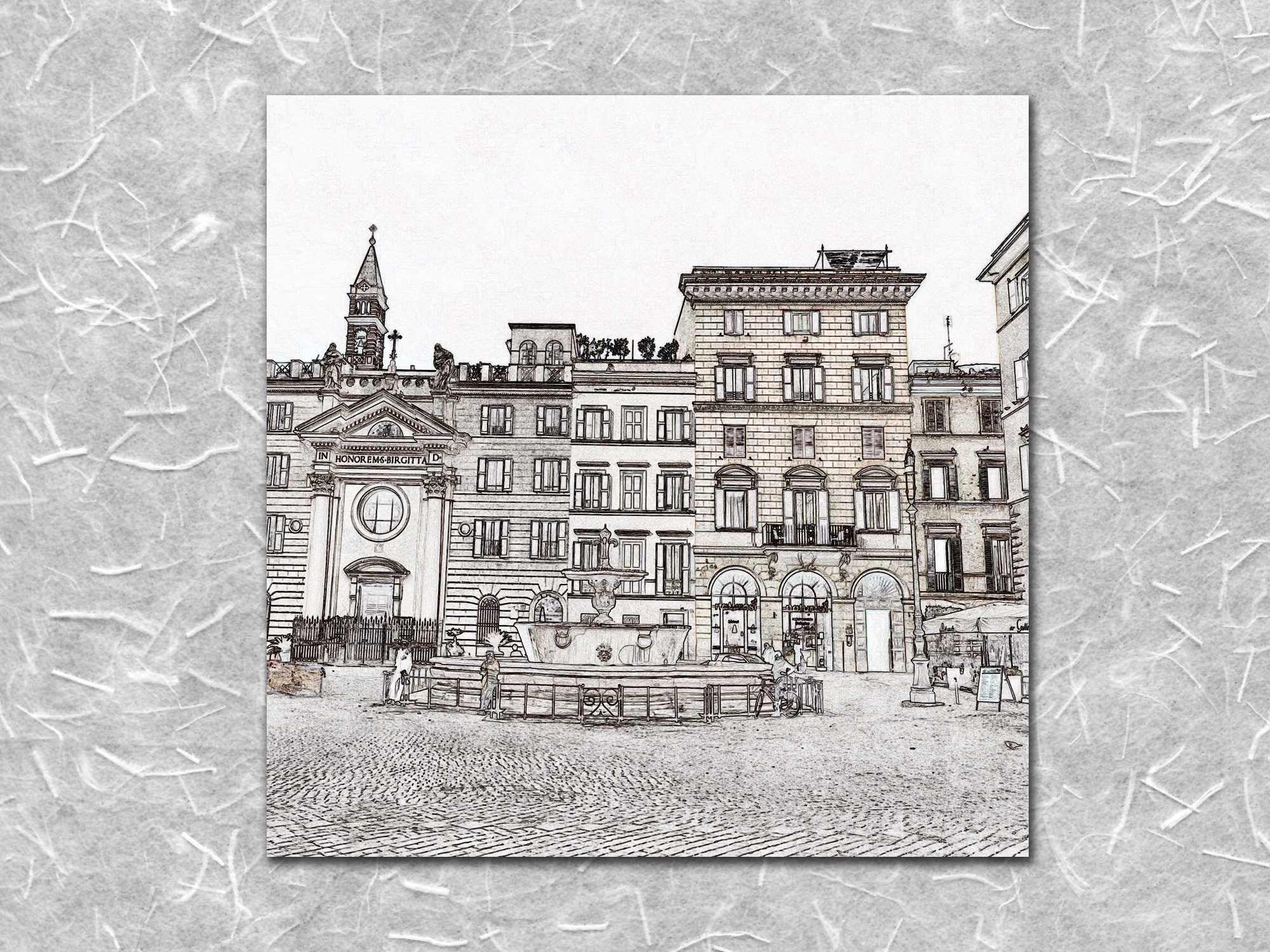 Santa Brigida Piazza Farnese Rome Sketch - Etsy