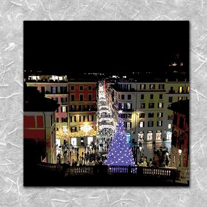 Night time Christmas View from the Spanish Steps, Rome FX
