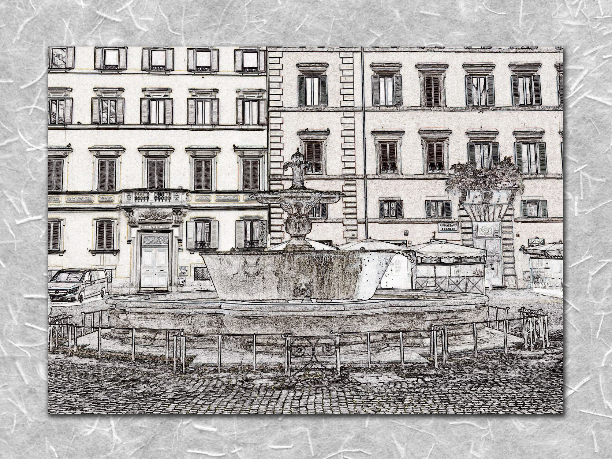 Piazza Farnese Fountain Rome Sketch - Etsy