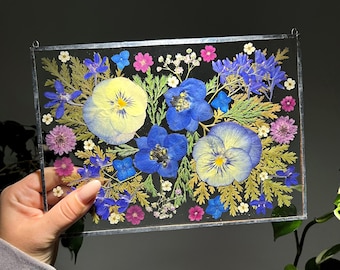 Pressed flower art, Stained glass, Pressed flower frame