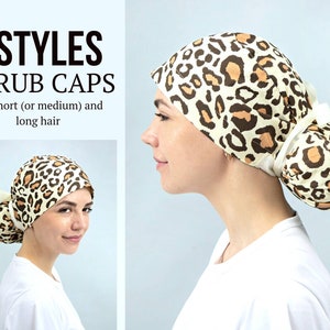 Leopard scrub cap, Scrub caps for women, Animal scrub cap, Ponytail scrub cap, Surgical cap women, Scrub cap