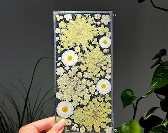 Stained Glass Pressed Flower Art, Botanical Wall Hanging, Suncatcher